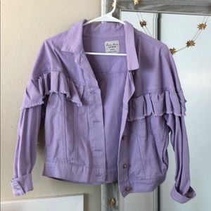 Forever 21 Purple Ruffle Jean Jacket